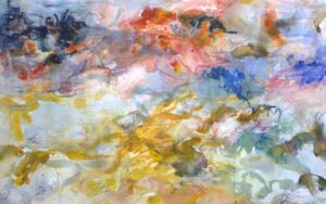 Following the sand lines, acrylic and pastel and ink on canvas, 68 x 105cm