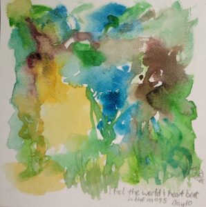 Belinda_Evans_Ifeeltheworldsheartbeatinthemoss2026_worksonpaper_20x20cm