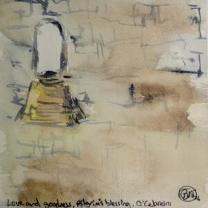 Belinda_Evans_LoveandgoodnesspilgrimsblessingOCebreiro2026_worksonpaper_20x20cm